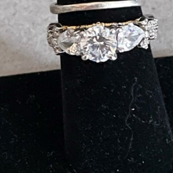 Sterling Silver over 5 carat TW Topaz & CZ Chunky Band 14kt Gold Filigree High - Picture 4 of 7
